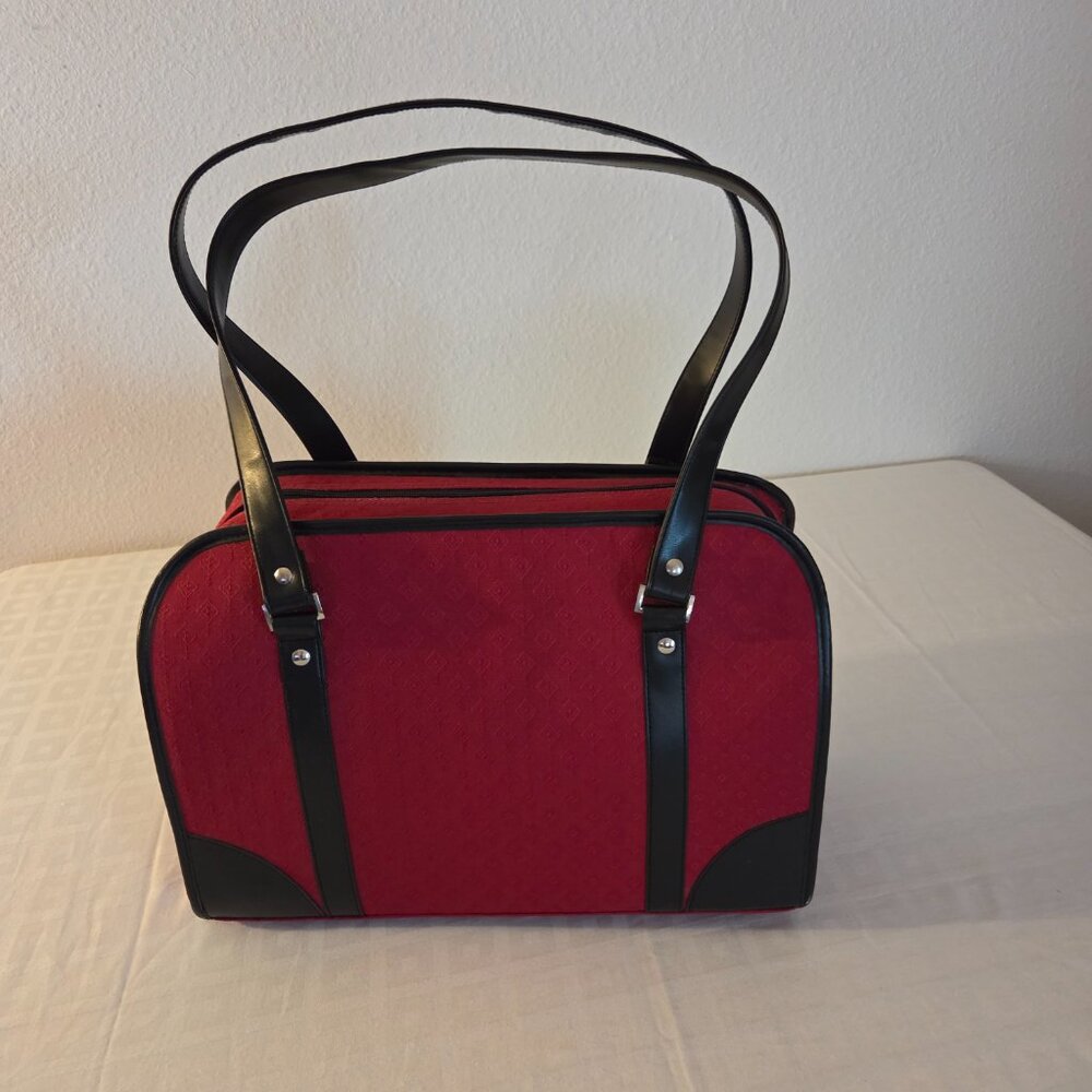 Joy Mangano Weekender Travel Carry On Bag Luggage Lightweight Red 17”w x 12” - Picture 2 of 8